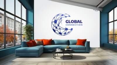 Global Connection Vector Logo Template. Clean and modern Connection logo template. It can be used by social networking and communication services, Telecommunication connection companies, Start-up, etc Wall mural