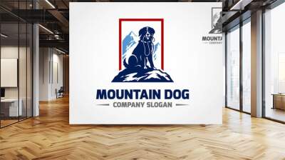 mountain dog logo template professional, stylish and modern. this logo used for any pets related bus Wall mural