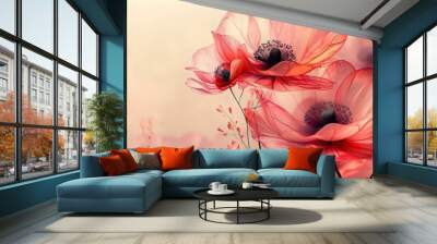 Beautiful red poppy flowers blooming in a vibrant field, nature's masterpiece Wall mural