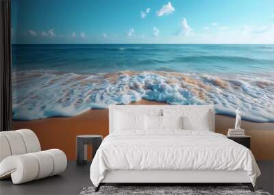 The ocean is calm and the sky is blue Wall mural