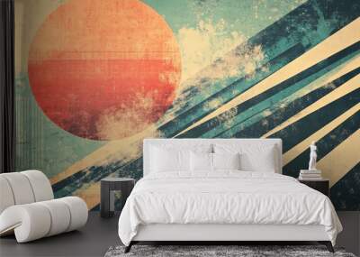 A retro-style print with tactile textures and vintage colors, reminiscent of old posters Wall mural