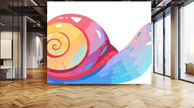 Cute colorful watercolor splash snail. Flat vector isolated. Wall mural