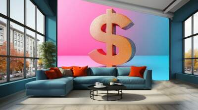 dollar sign on isolated pastel solid background, product still, Wall mural