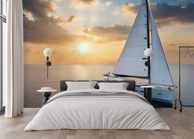 sailboat at sunset Wall mural