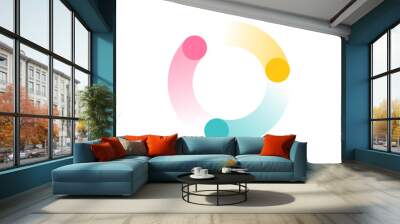 three circle in a round rotating circular motion flat vector icon - fly wheel Wall mural