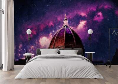 city duomo cathedral with milky way Wall mural