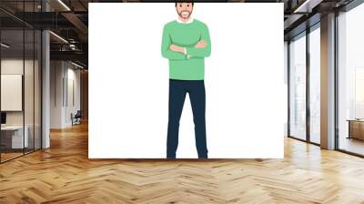 Cool man character with beard illustration isolated on white background Wall mural