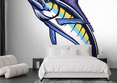 Marline fishing grunge background. Fishing retro theme. Sword fish. Wall mural