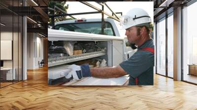 electrician with service truck Wall mural