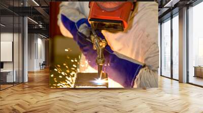 Welder Cutting with Flame Wall mural