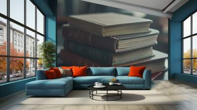 Stack of Vintage Books on a Table Wall mural