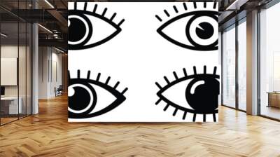 Eyes vector icon, An open eye. A view or visibility symbol. Isolated raster illustration on white background. Wall mural