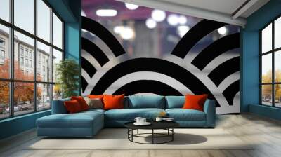 Ocean wave graphic black and white stickers for the background. Wall mural