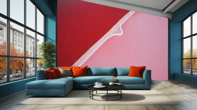 Top down perspective of the pink colored Hutt Lagoon in Western Australia Wall mural