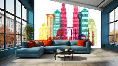 	
Kuala Lumpur detailed silhouette. Vector illustration Wall mural