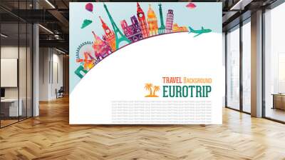 Travel and tourism background. Vector illustration Wall mural