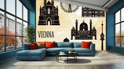 Vienna skyline. Vector illustration Wall mural