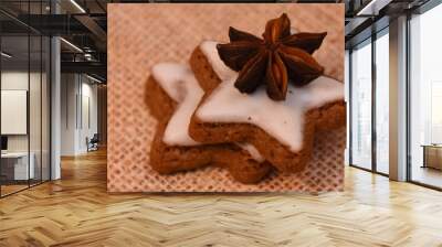 Christmas cookies with cinnamon and anise star Wall mural