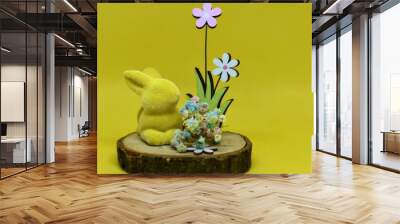 decorative easter bunny, dry and wooden flowers Wall mural