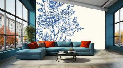 Background with a bouquet of roses. Wall mural