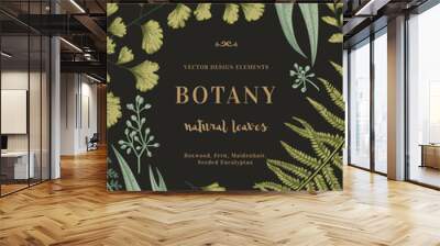 botanical illustration with leaves. Wall mural