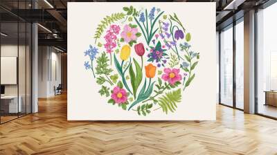 Floral round composition. Wall mural