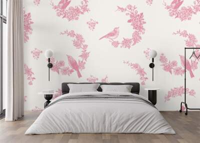 Seamless floral pattern with wreaths. Wall mural