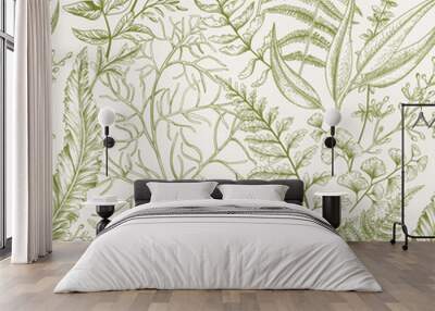 Seamless pattern with  leaves. Wall mural