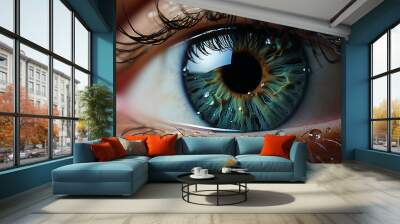 Close up eye with colored cornea and stylish makeup Wall mural