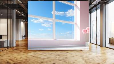 view of clean blue sky through the window, concept of calm atmosphere Wall mural