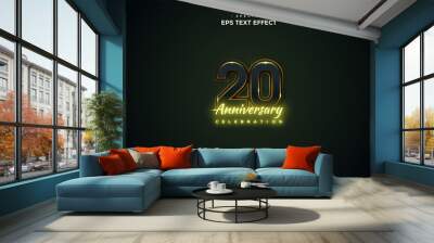 Text effect with the number 20 black coated with elegant gold. Wall mural