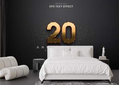 Text effect with the number 20 in gold and gold glitter.
 Wall mural