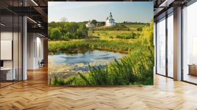 russian landscape with old church Wall mural