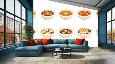 Bowl Soup Vector Set Wall mural