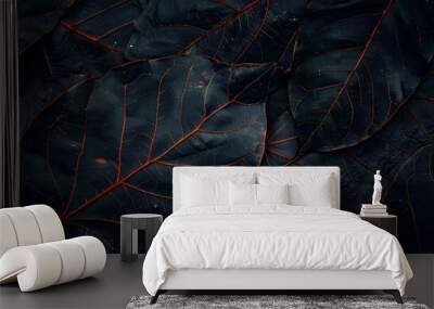 Leaf texture background, veined and natural plant. Wall mural