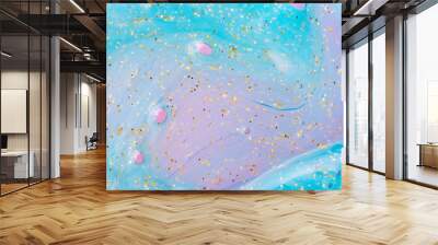 Abstract textured gradient blue and pink background slime Wall mural