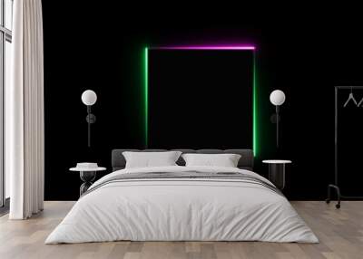 abstract beautiful green neon light frame background illustration.	 Wall mural