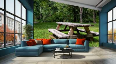 picnic table bench in nature Wall mural