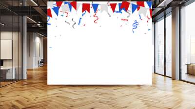 Frame paper flags hanging on a string for holiday, party celebration Thai, American, Russia, Netherlands, France, Luxembourg Wall mural