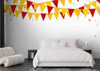 Happy Chinese new year banner buntings hanging above with red and yellow flag Wall mural