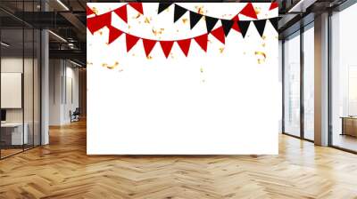 Triangular pennants bunting garland and gold confetti for Black Friday sale Wall mural