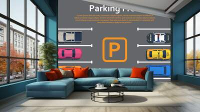 Cars on parking. Wall mural