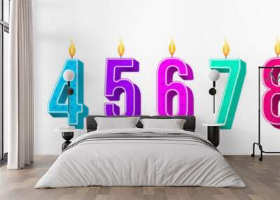 celebration cake candles burning lights, birthday number and party candle. birthday anniversary numb Wall mural