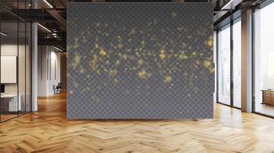 Christmas Abstract stylish light effect on transparent background. Yellow dust yellow sparks, golden stars shine with special light. Sparkling magic dust particles. Christmas abstract vector pattern Wall mural