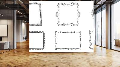 Frames borders sketched doodle in hand drawn style Wall mural