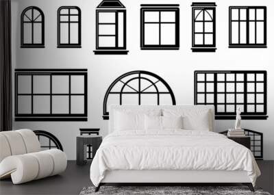 French, arch and round architecture window frames. Wall mural