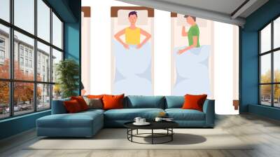 People character sleeping in bed, woman, man sleep Wall mural