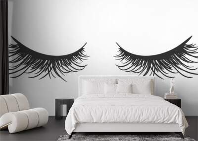 PNG, Professional glamor makeup. Set for growing the eyelashes isolated on white background. Bottled eyelashes of girls. Natural effect mascara. Black and white vector illustration of closed eyes Wall mural