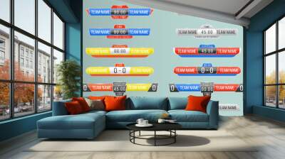 Scoreboard broadcast template and lower titles for football and soccer, vector illustration Wall mural