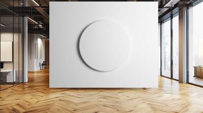 3D illustration of a white circle podium or stand top view flat lay product display minimal, simple white or light gray background with copy space for text  Wall mural